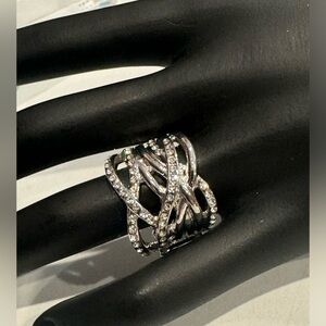 Elegant CZ Statement Ring - One Size Stretch Back